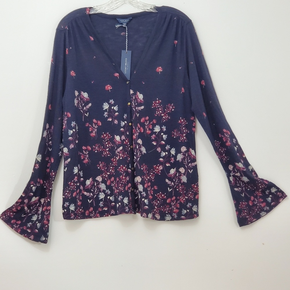 NWT Lucky Brand Lightweight Floral Sweater